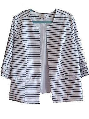 White and Navy Striped Jacket (sz 18/20)